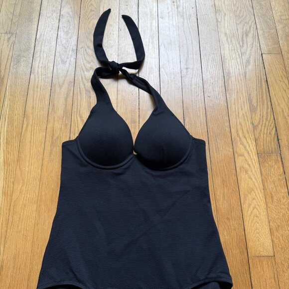 Boden 34A Women's Black Halter Neck V-Neck Enhancer One-Piece Swimsuit - Picture 4 of 15